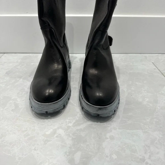 Prada Black Leather Boots - Picture 1 of 8